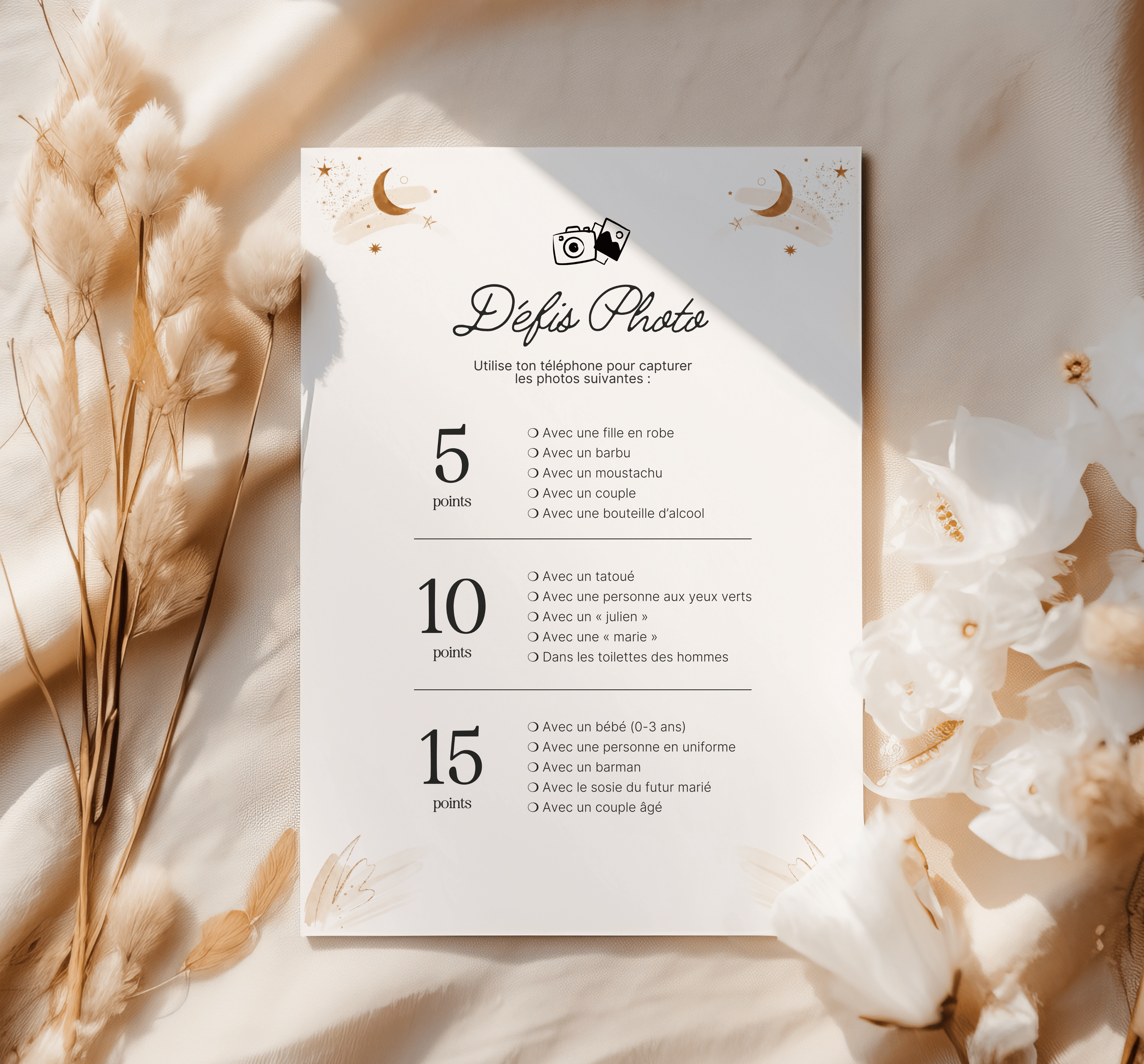 15 Défis photos EVJF – Thème Celestial