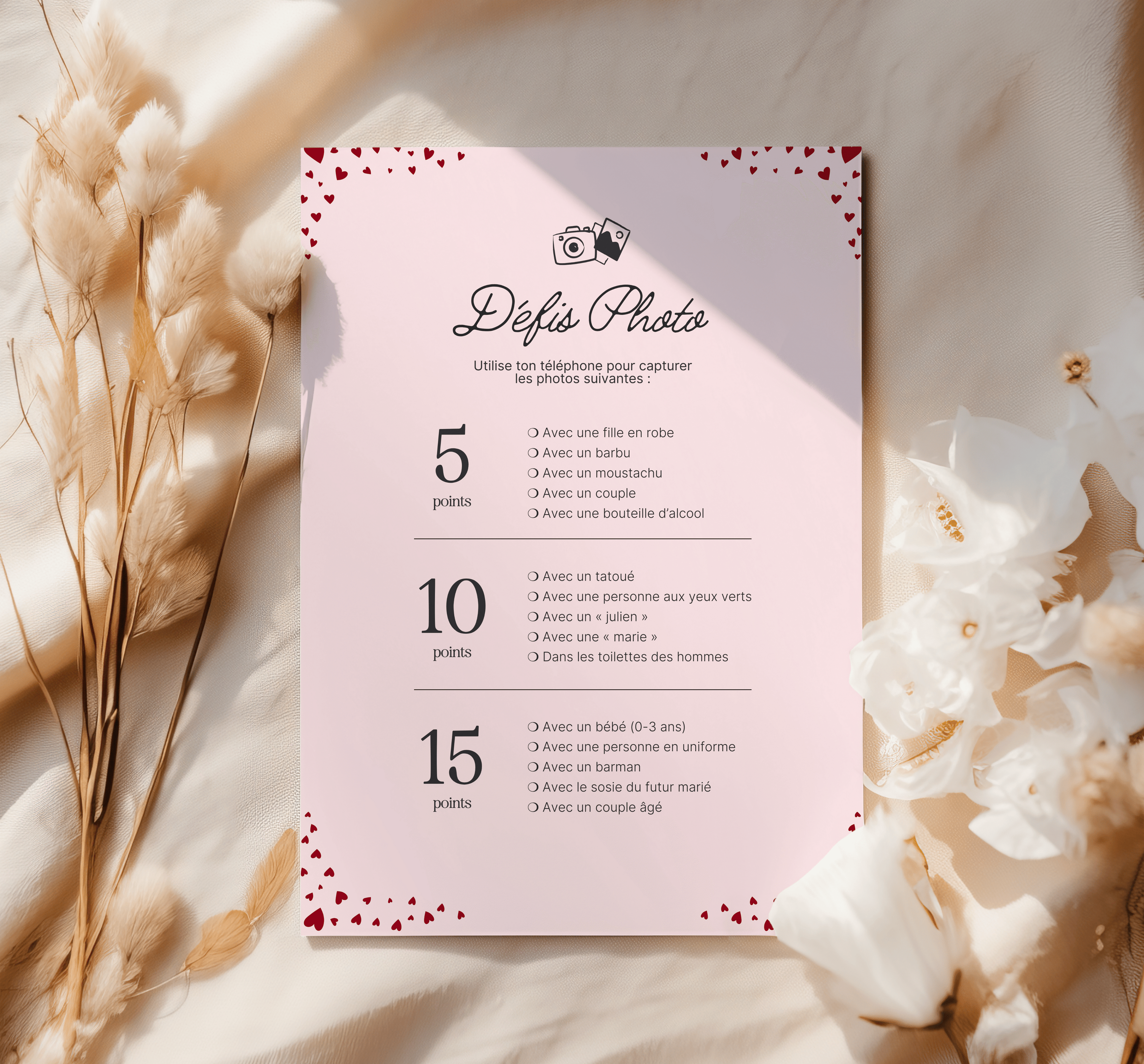 15 Défis photos EVJF – Thème Coeurs