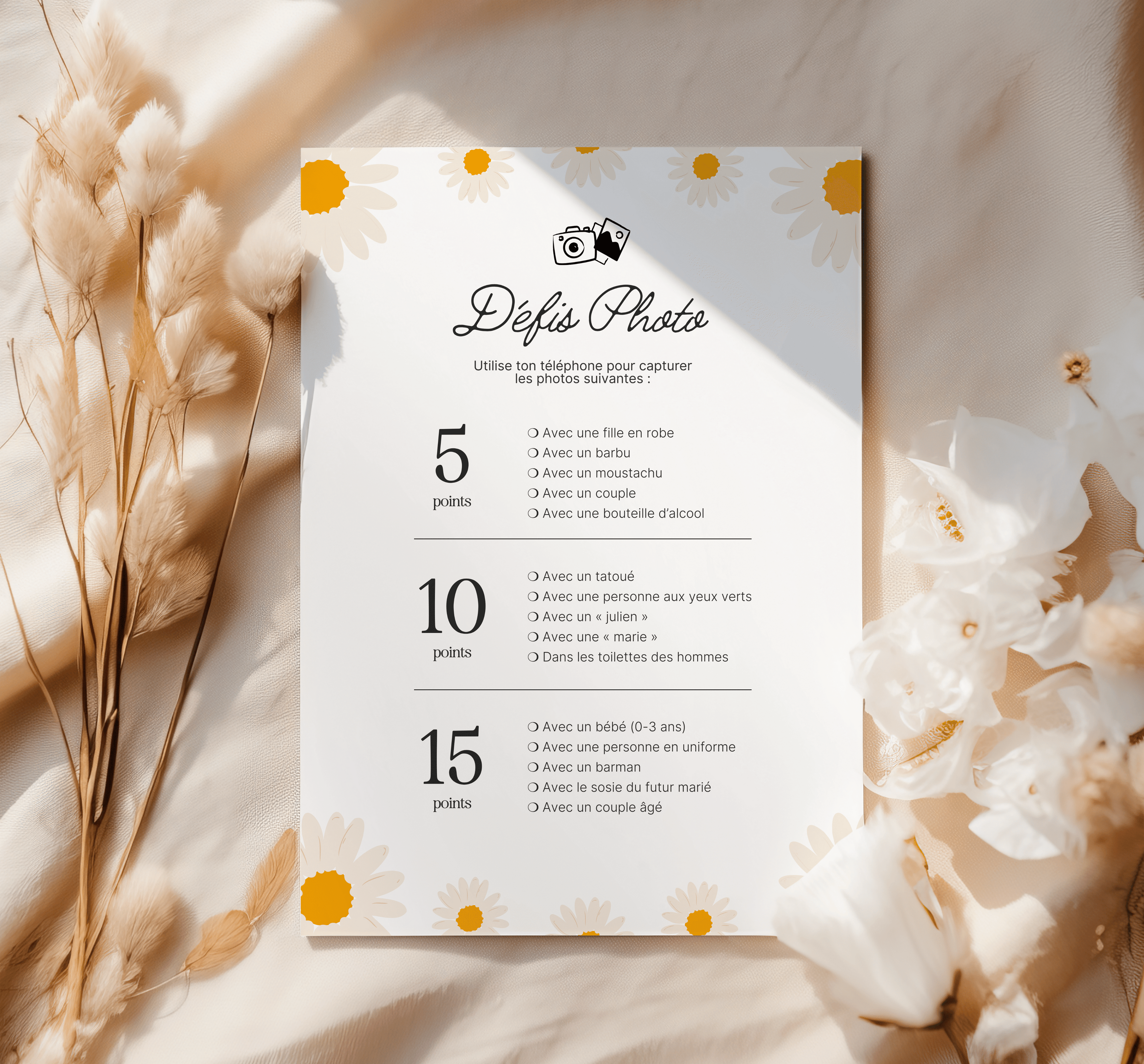 15 Défis photos EVJF – Thème Daisy