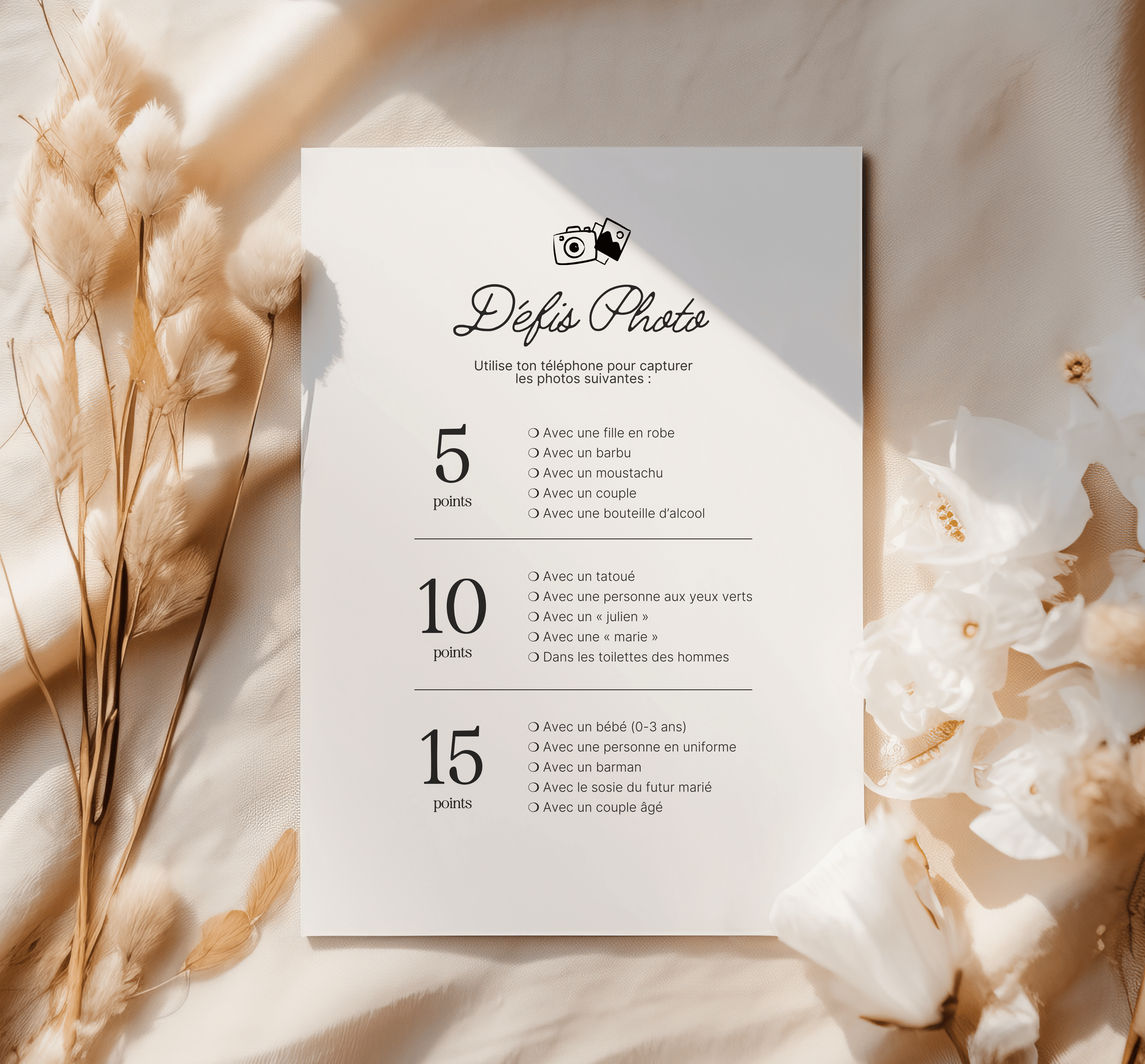 15 Défis photos EVJF – Thème Minimal