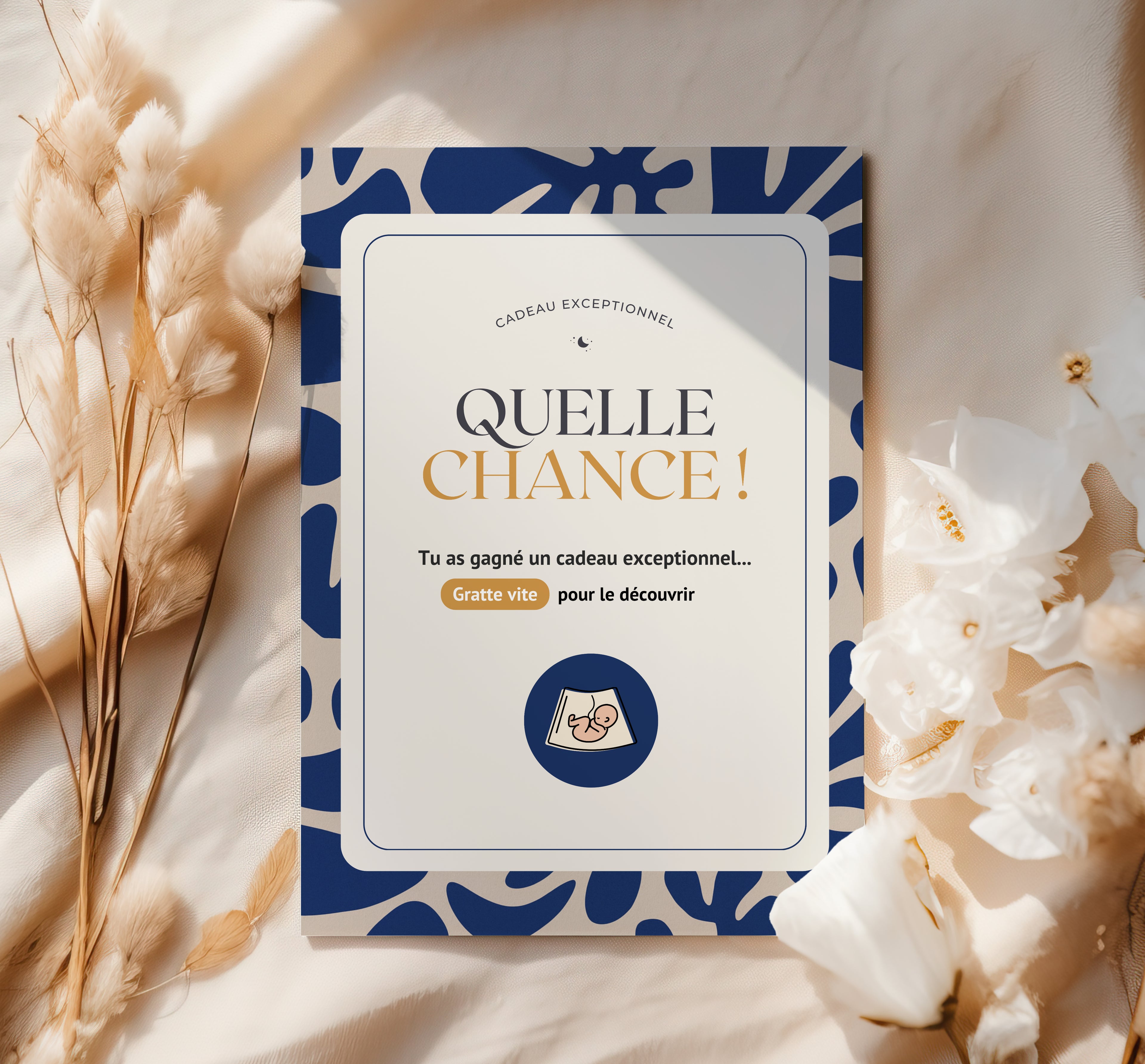 Cartes à gratter — Annonce de grossesse — Thème Abstract Blue (par lot de 4)