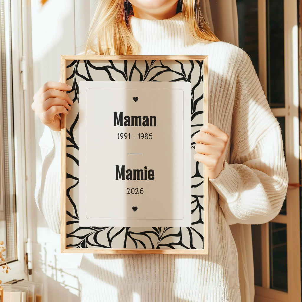 Annonce de grossesse Mamie — Thème Abstract Noir