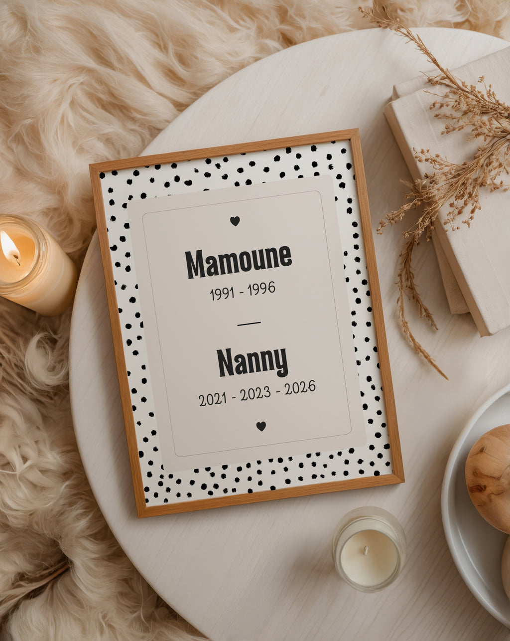 Annonce de grossesse Mamie — Thème Pois noirs