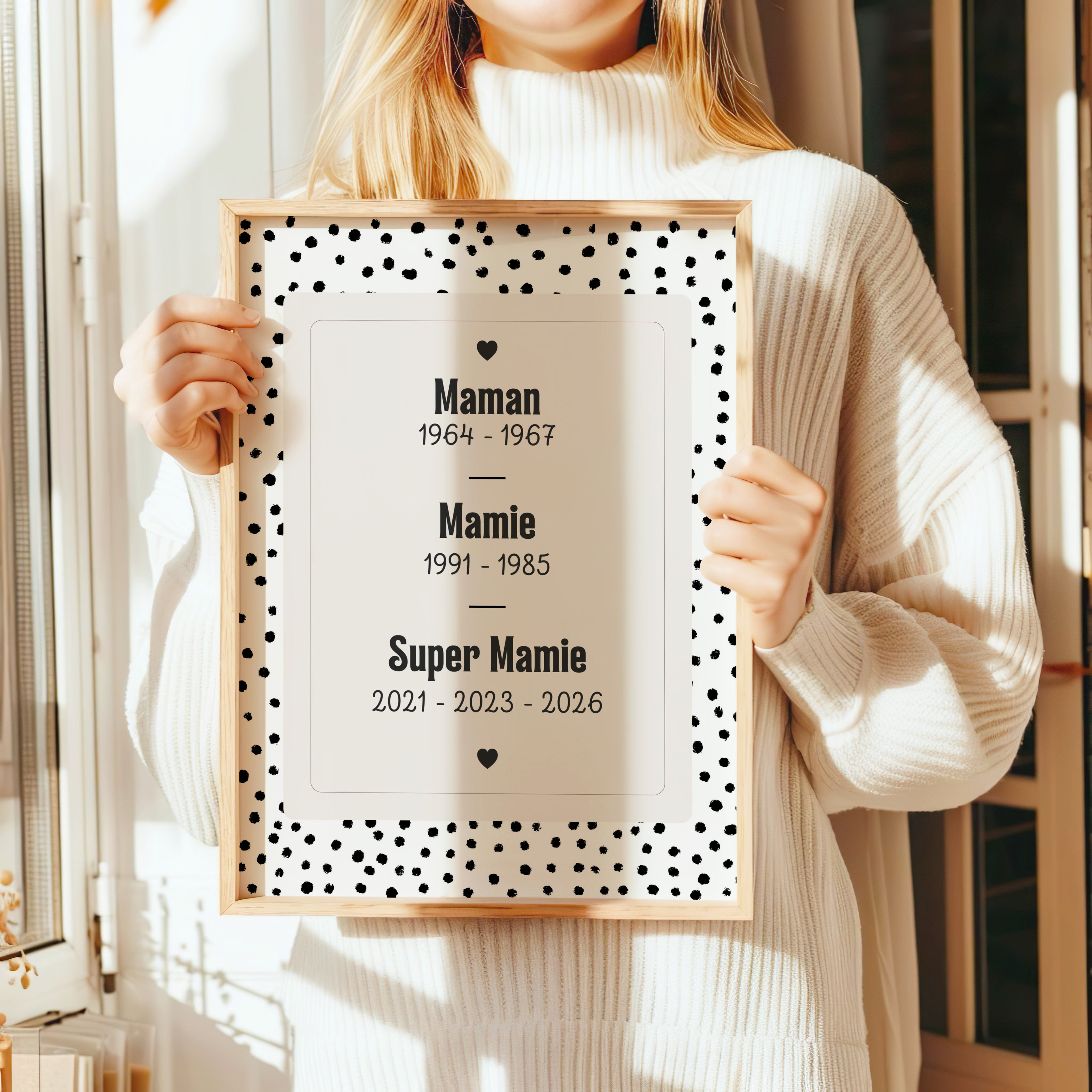 Annonce de grossesse Mamie — Thème Pois noirs