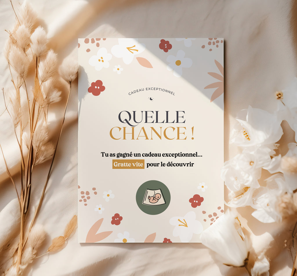 Cartes à gratter — Annonce de grossesse — Thème Flowers (par lot de 4)