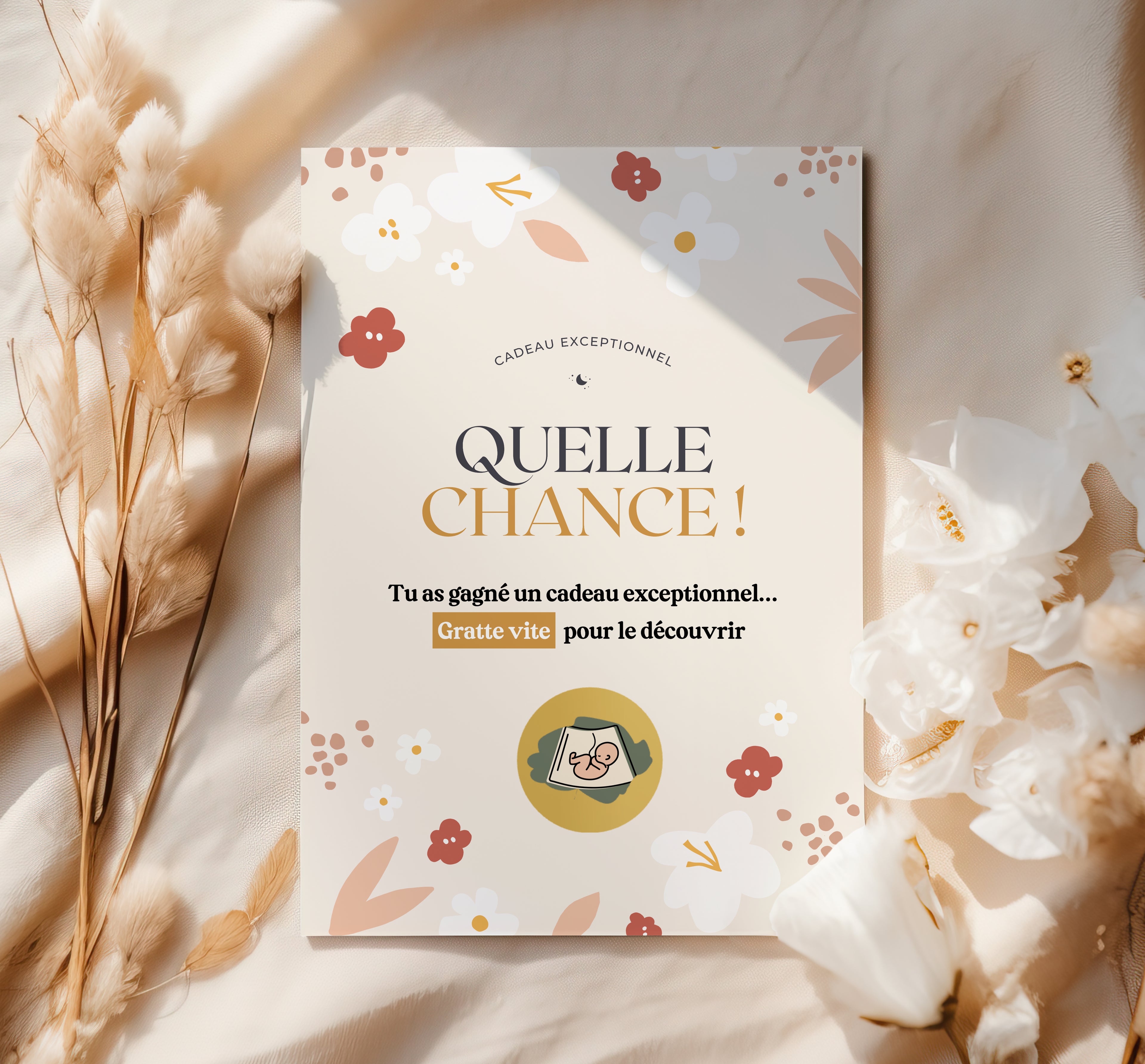 Cartes à gratter — Annonce de grossesse — Thème Flowers (par lot de 4)