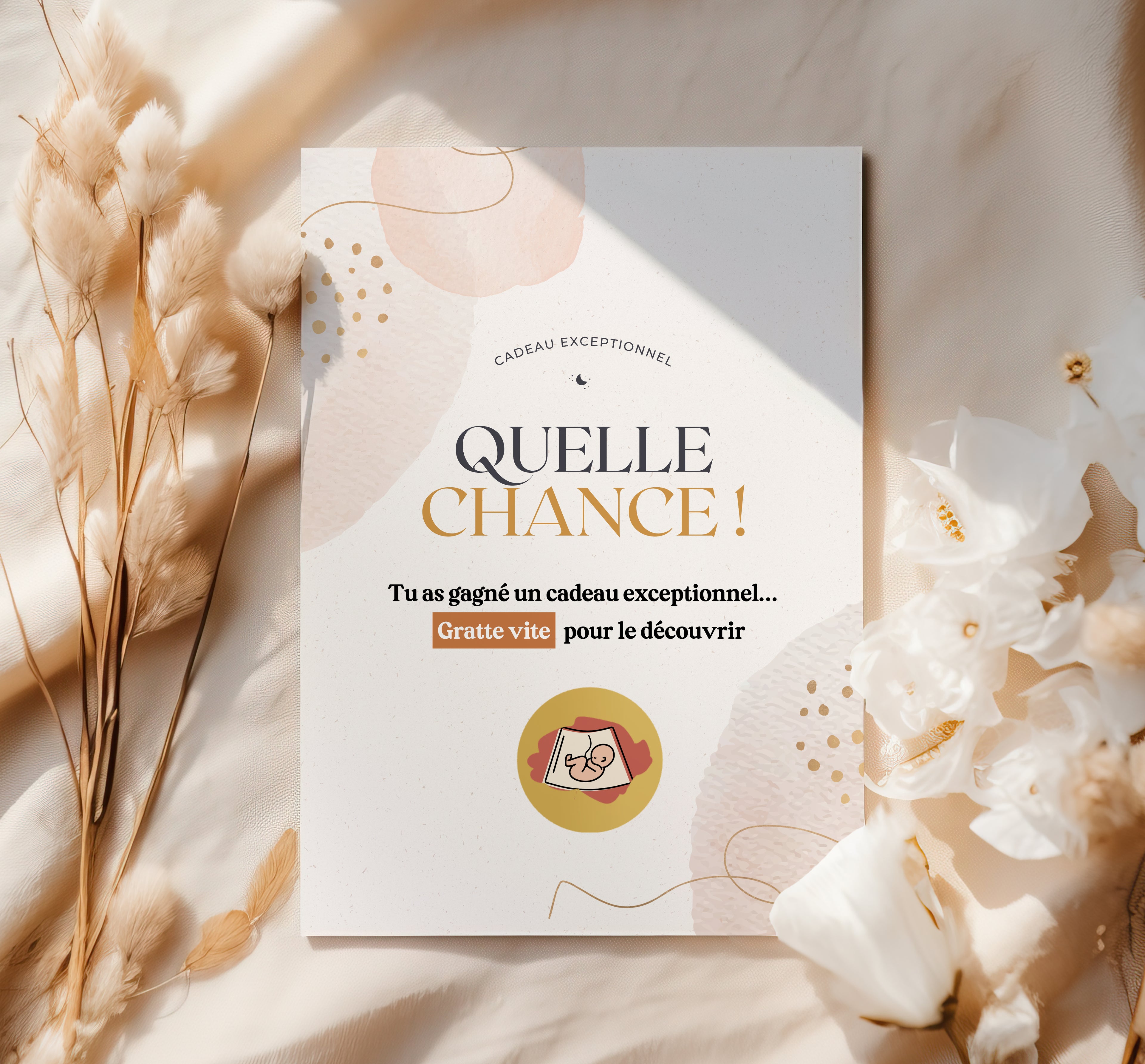 Cartes à gratter — Annonce de grossesse — Thème Minimaliste (par lot de 4)