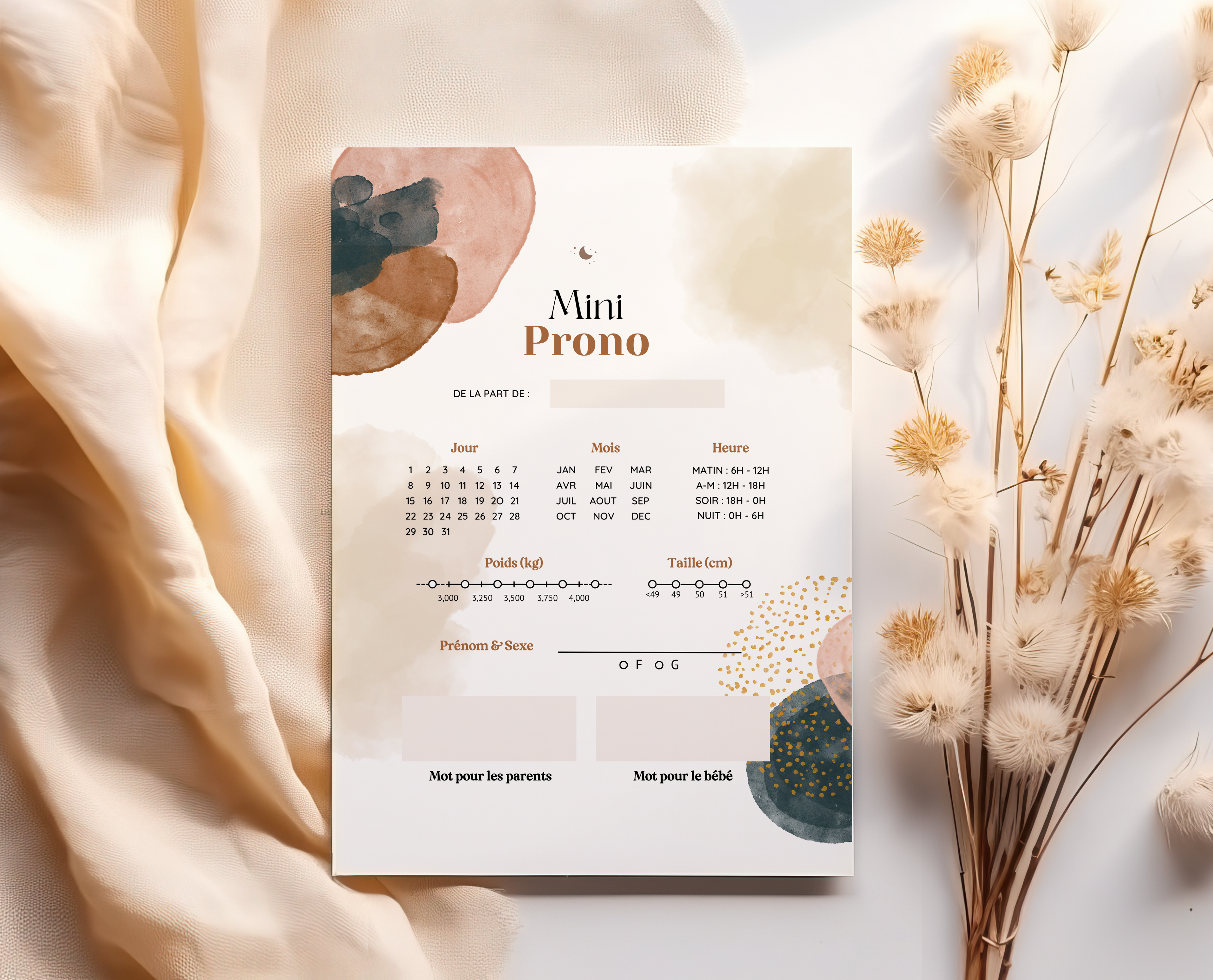 Cartes Pronostics Naissance - Minimalist