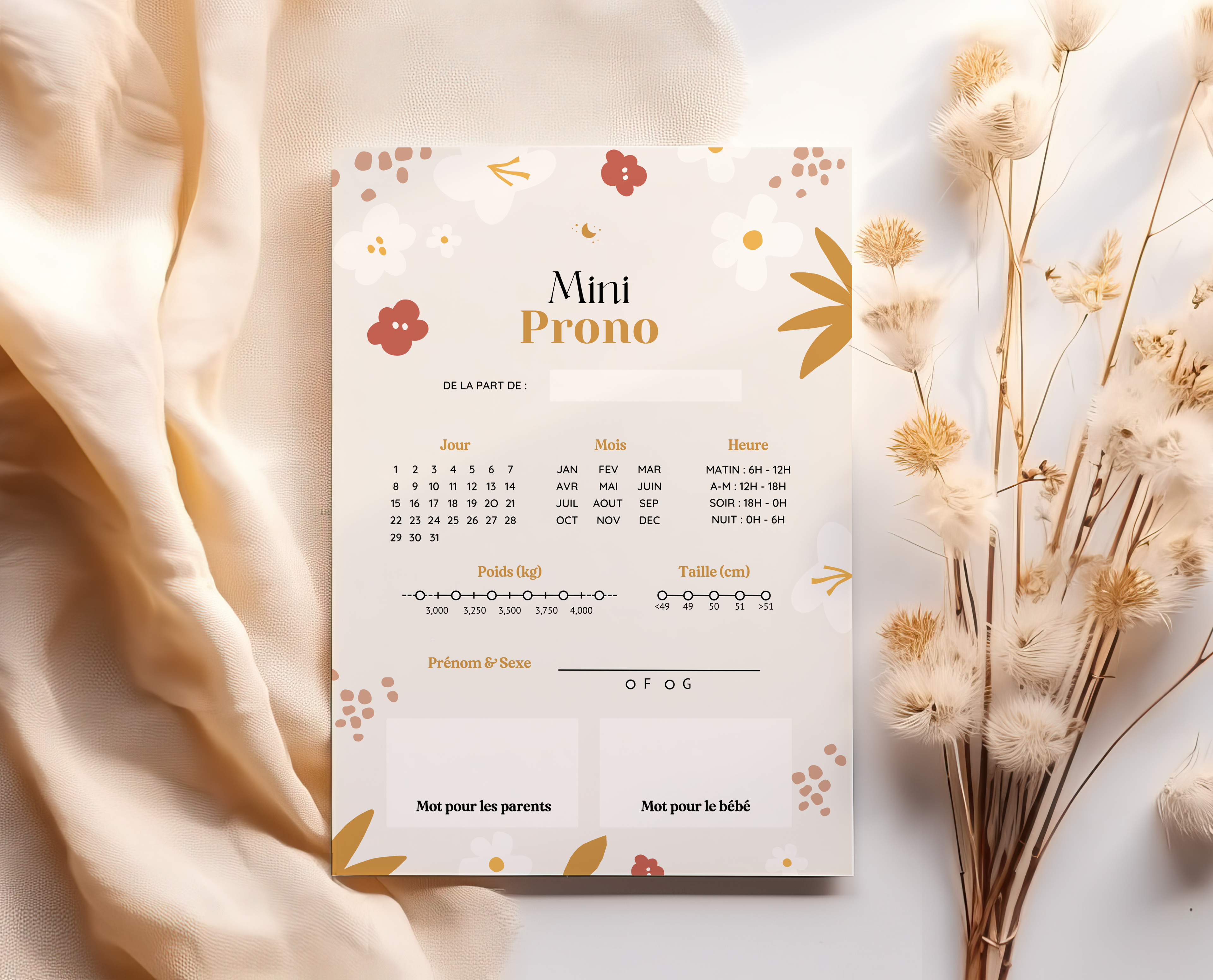 Cartes Pronostics Naissance - Flowers