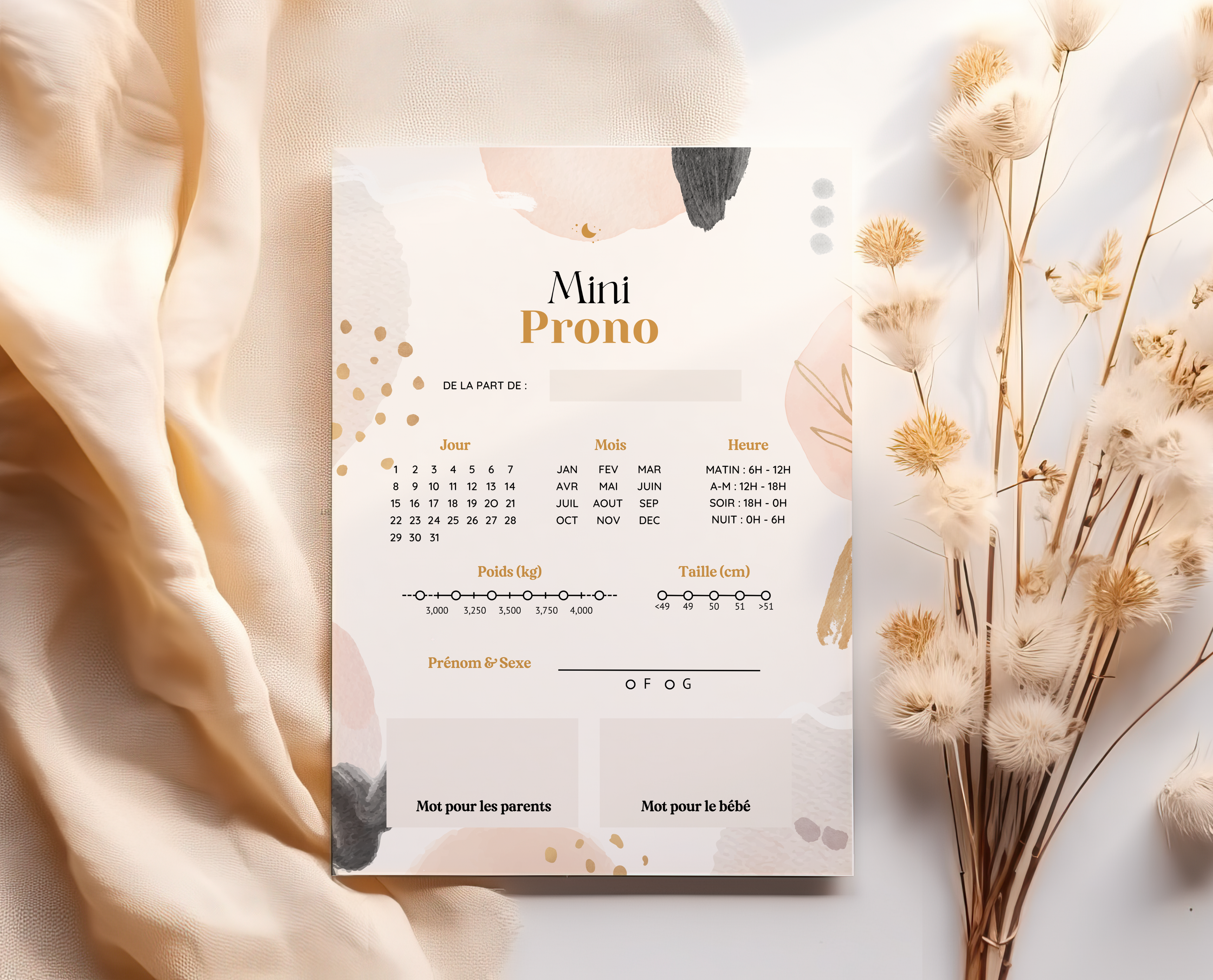 Cartes Pronostics Naissance - Boho