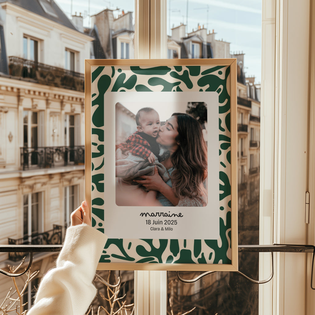 Affiche Marraine — Thème Abstract Vert