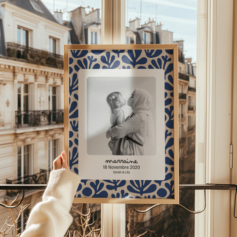 Affiche Marraine — Thème Abstract Bleu