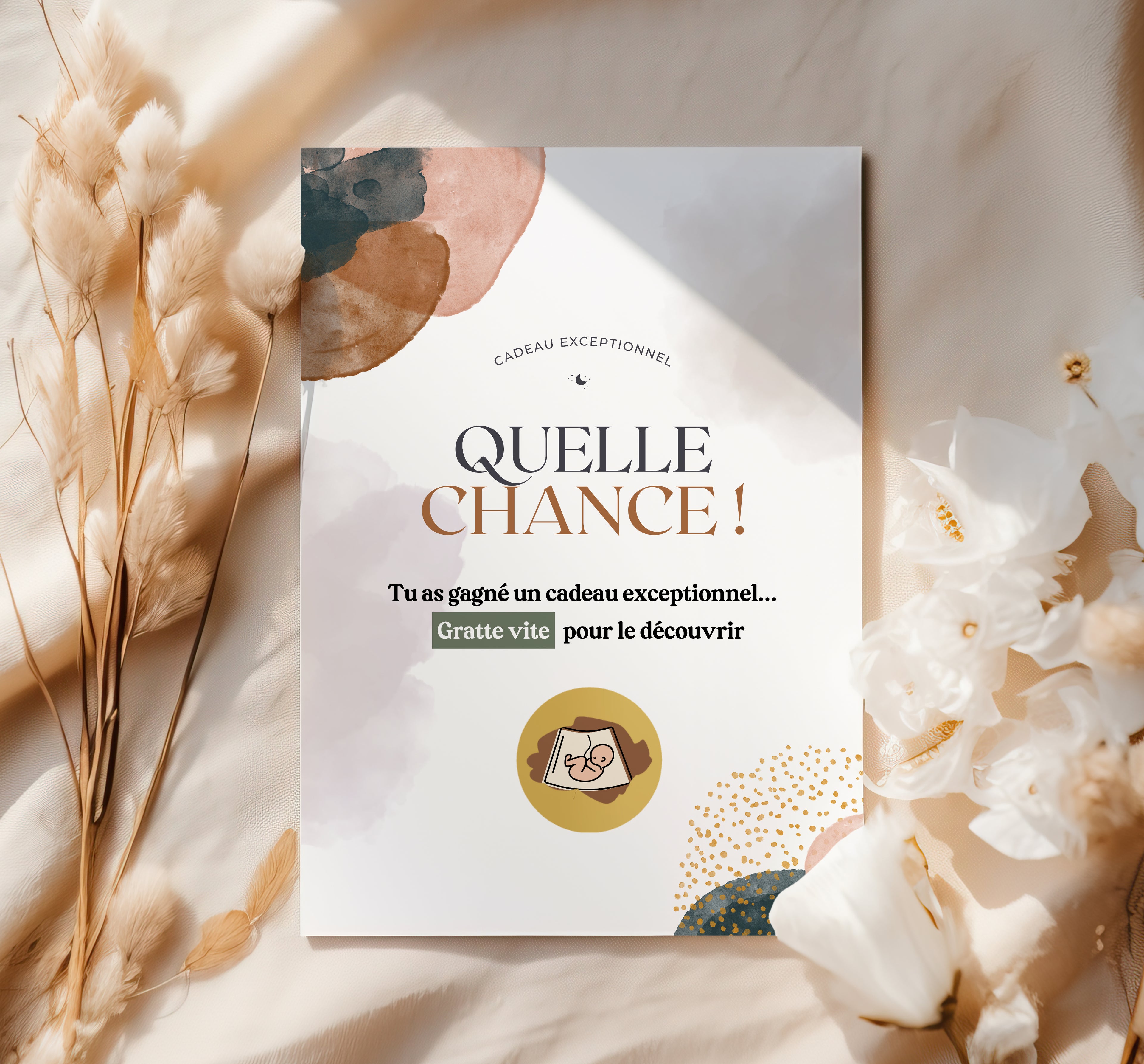 Cartes à gratter — Annonce de grossesse — Thème Watercolor (par lot de 4)